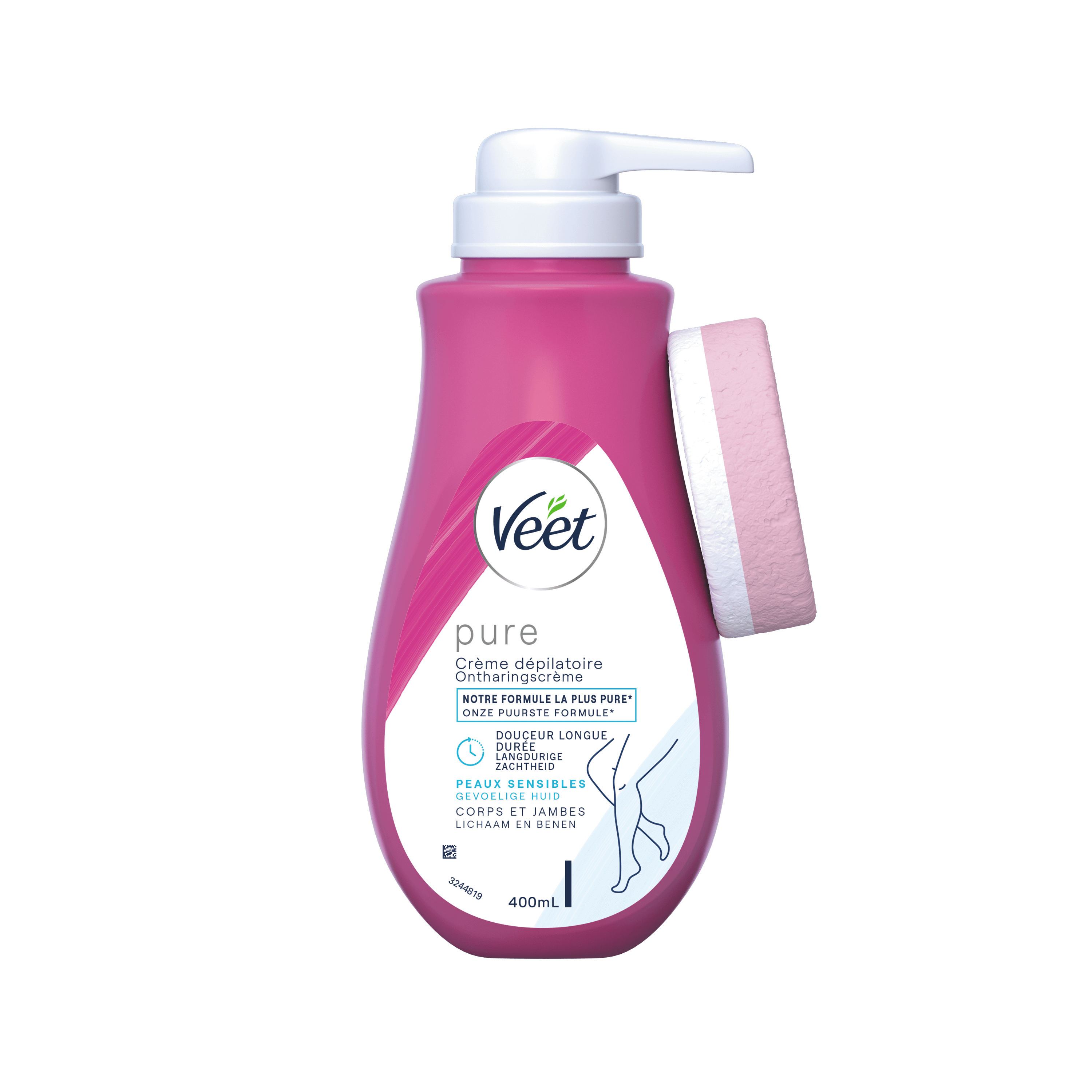 Crème dépilatoire peaux sensibles Corps & Jambes - Veet Pure - 400ml | Veet